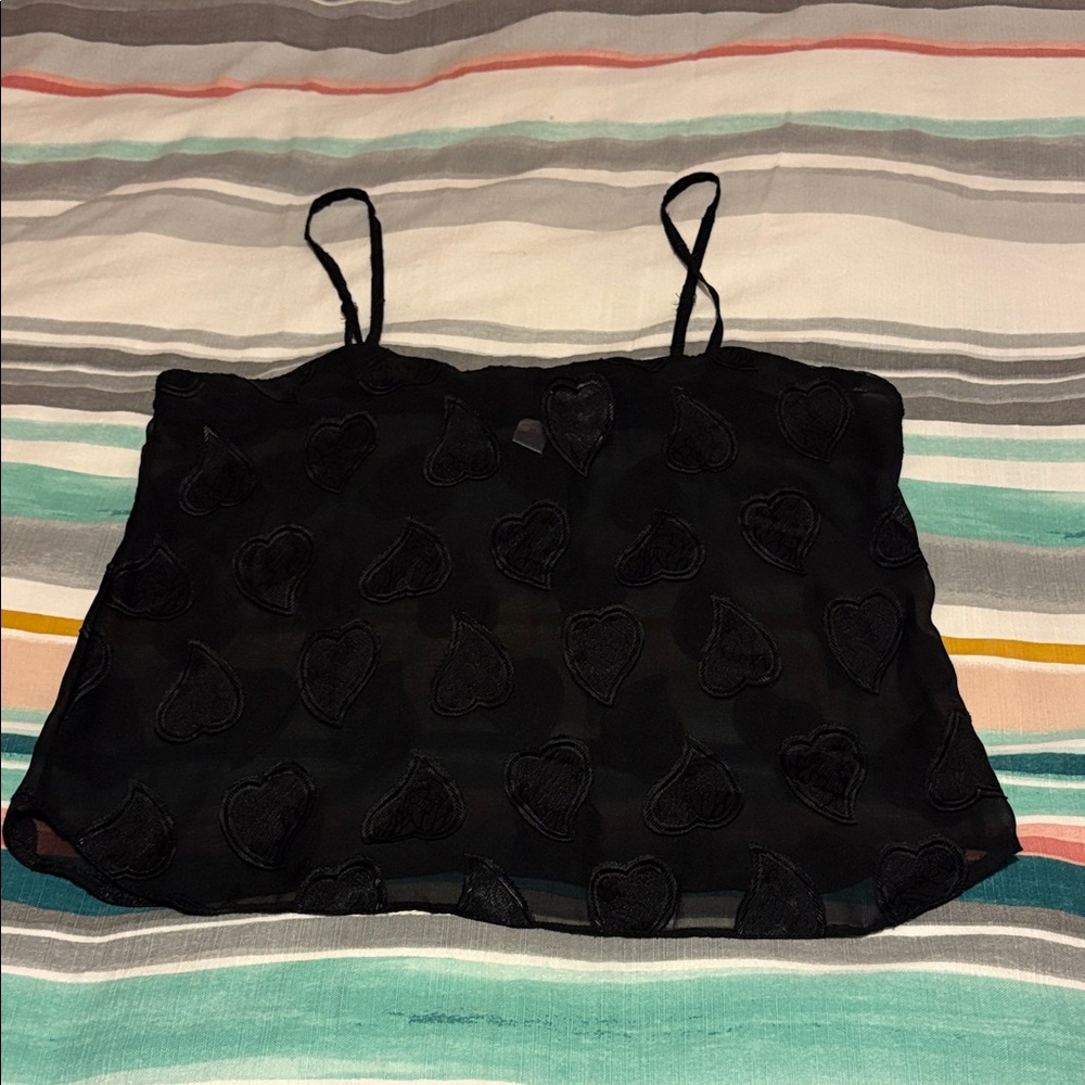 Vintage Black Heart Patterned Camisole